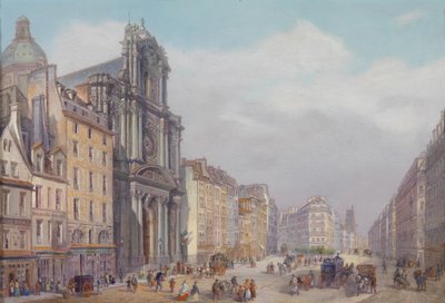 Uitzicht op de Rue Saint-Antoine, Parijs door Carlo Bossoli